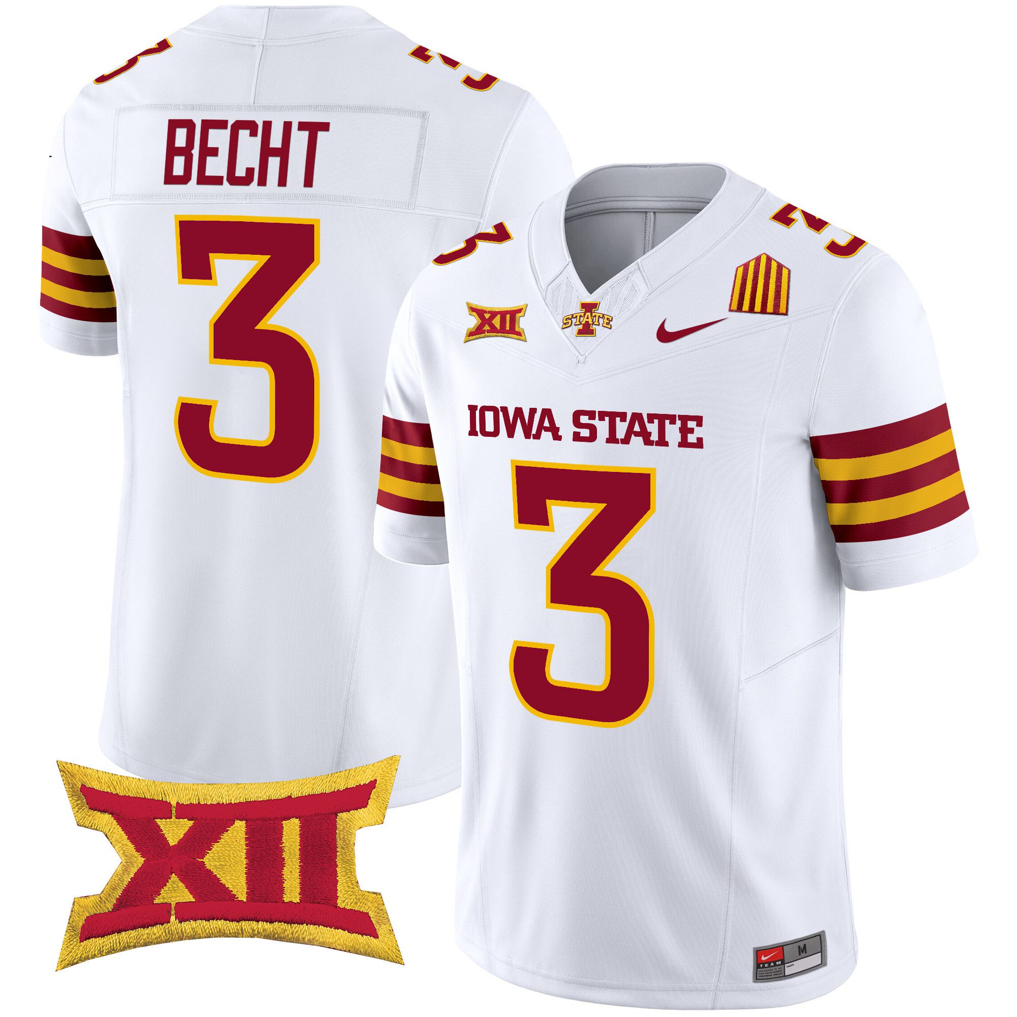Men Iowa State Cyclones #3 Becht White Nike 2024 Vapor Limited NCAA Jersey